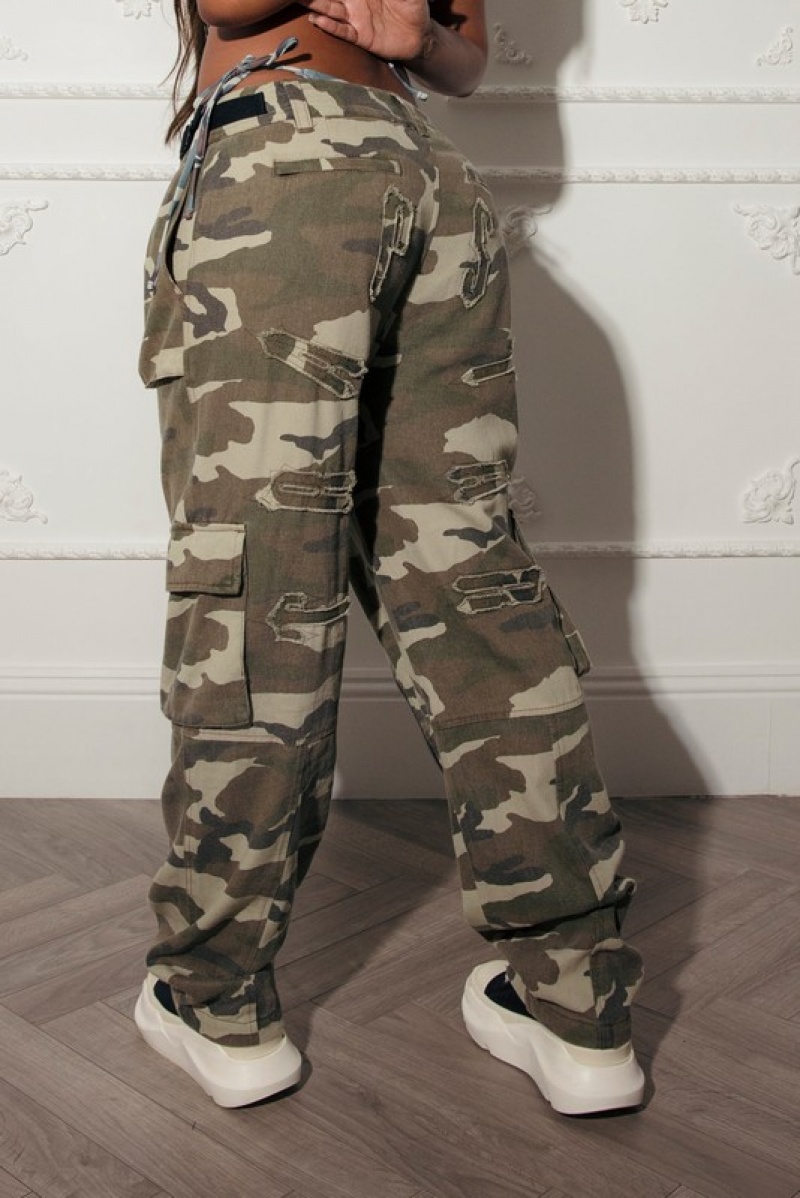 Women's Trapstar Pleated Cargo Pants Camo | USA-803215