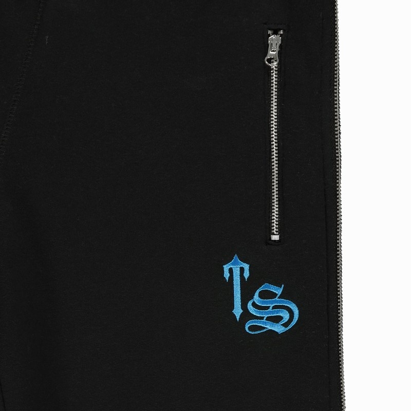 Women's Trapstar Script Zip Leg Joggers Black / Turquoise | USA-365498