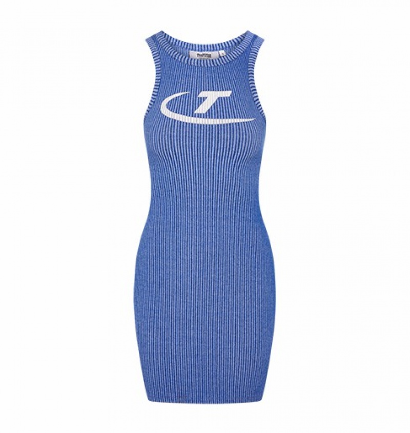 Women\'s Trapstar Two Tone Hyperdrive Dress Blue | USA-468137