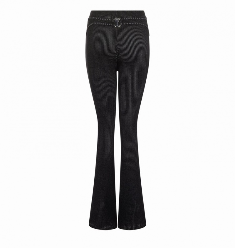 Women\'s Trapstar Two Tone Rib Fitted Trousers Black / White | USA-812970